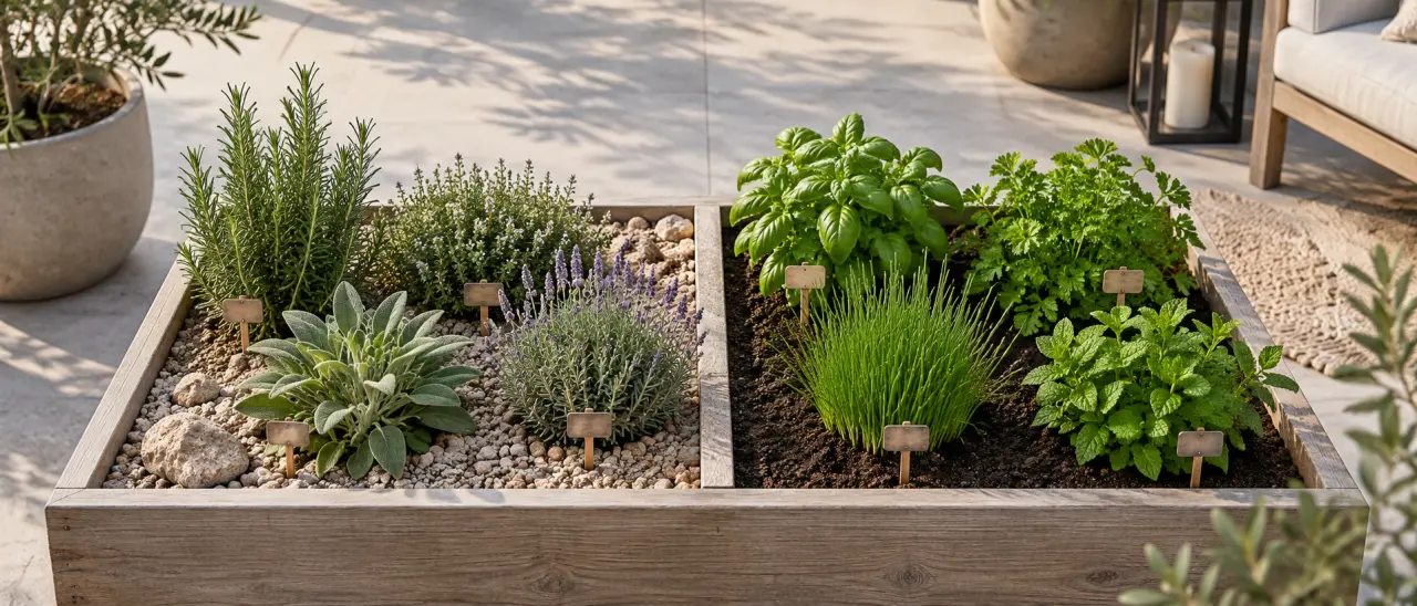 Jardinière aromatique : séparez les plantes de sol sec des herbes qui aiment l’eau