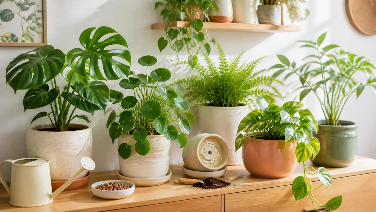 Jolis pots en céramique colorés de la collection KitchPot sur une étagère ensoleillée