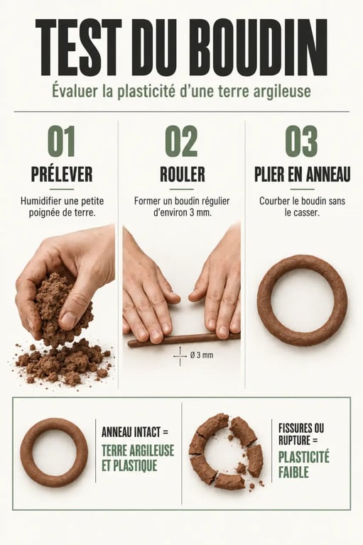 Test du boudin pour diagnostiquer une terre argileuse potager