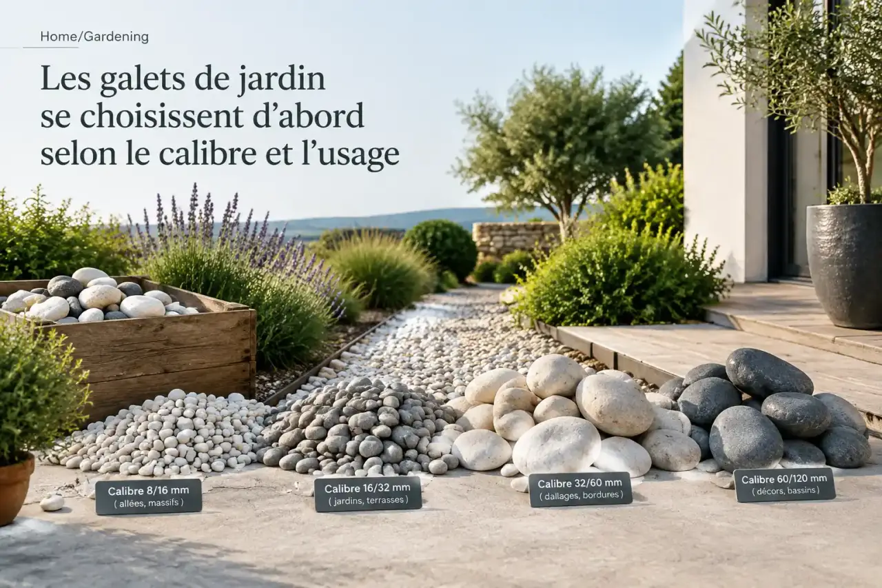 Les galets de jardin se choisissent d’abord selon le calibre et l’usage