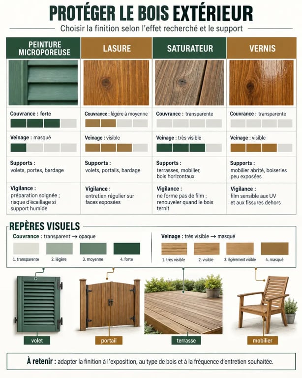 Peinture protection bois extérieur : comparaison entre peinture, lasure, saturateur et vernis