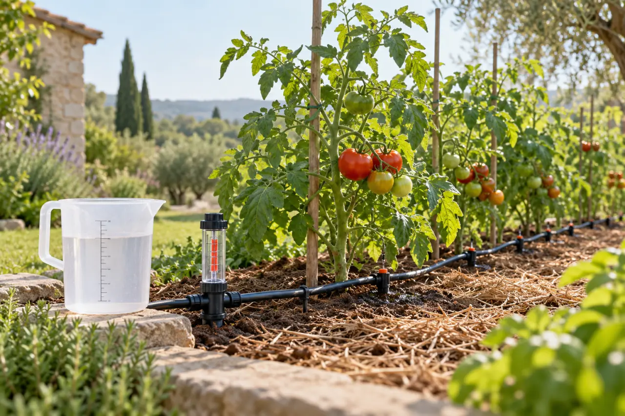 Goutte-à-goutte pour tomates : le bon réglage se calcule en litres, pas en minutes
