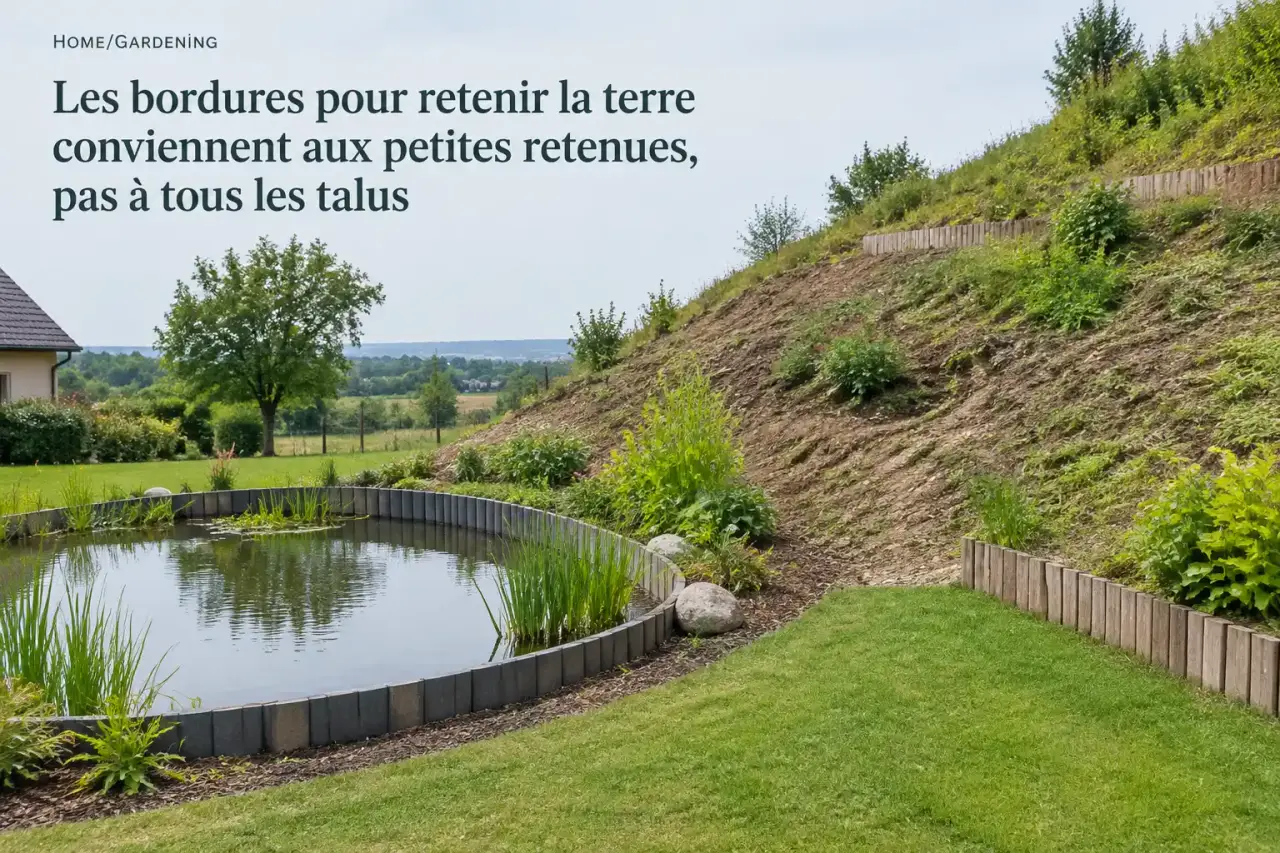 Les bordures pour retenir la terre conviennent aux petites retenues, pas à tous les talus