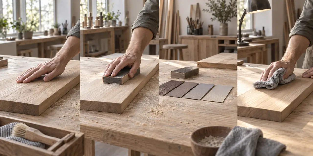 Poncer le bois sans le creuser : les 4 gestes qui préparent une finition régulière