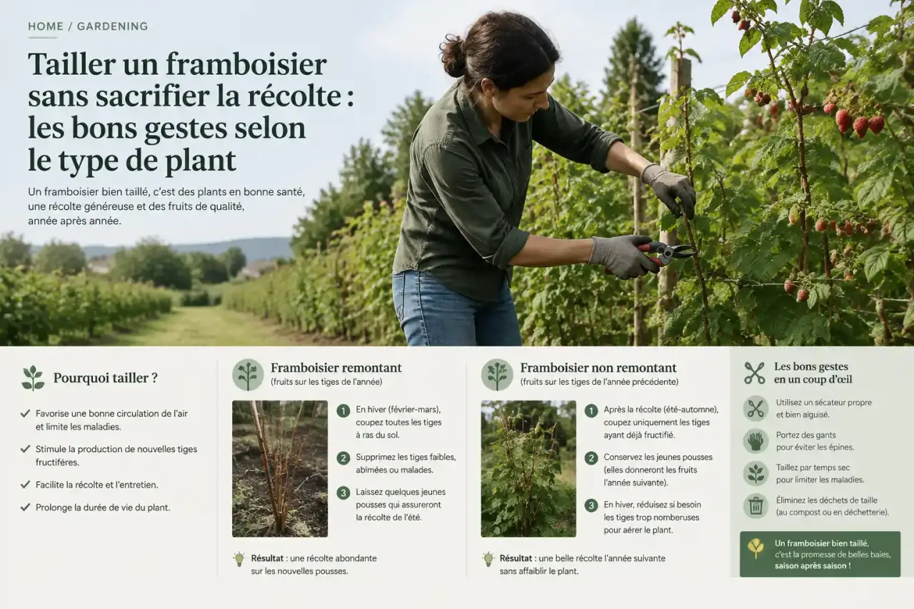 Tailler un framboisier sans sacrifier la récolte : les bons gestes selon le type de plant
